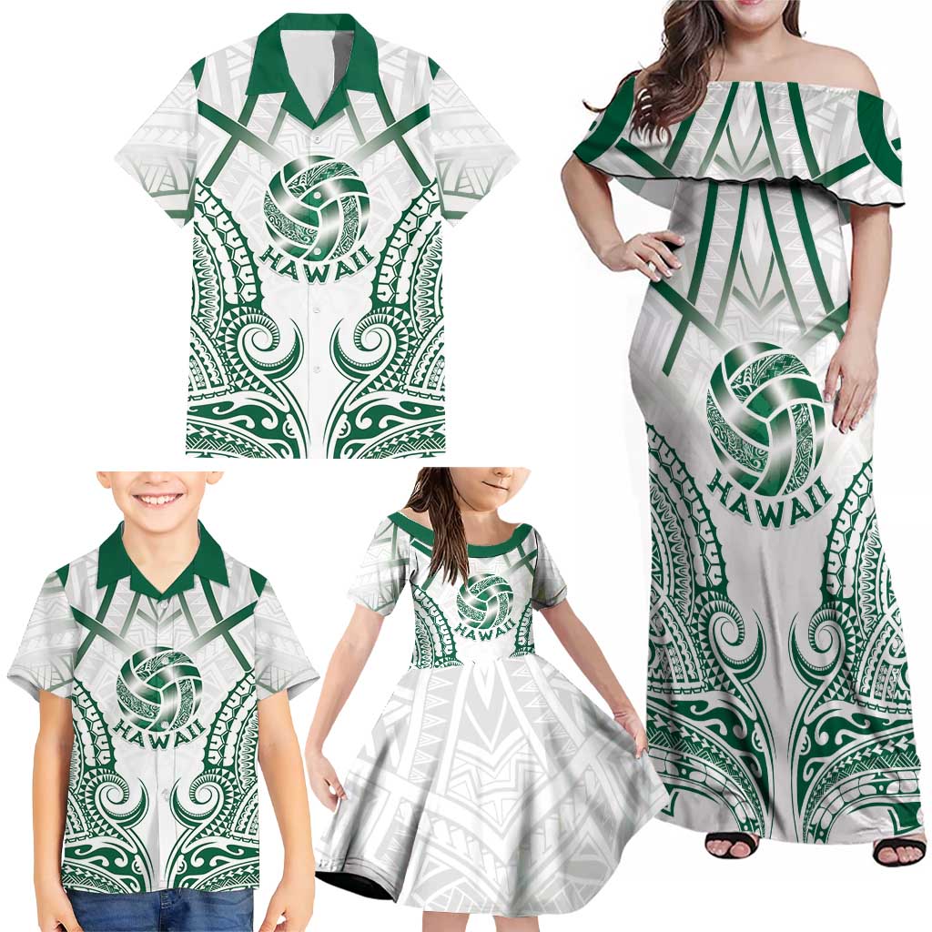 Custom Hawaii Volleyball Family Matching Off Shoulder Maxi Dress and Hawaiian Shirt Polynesian Pattern - Polynesian Pride
