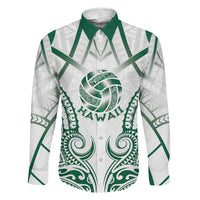 Custom Hawaii Volleyball Family Matching Short Sleeve Bodycon Dress and Hawaiian Shirt Polynesian Pattern LT05 Dad's Shirt - Long Sleeve Teal - Polynesian Pride