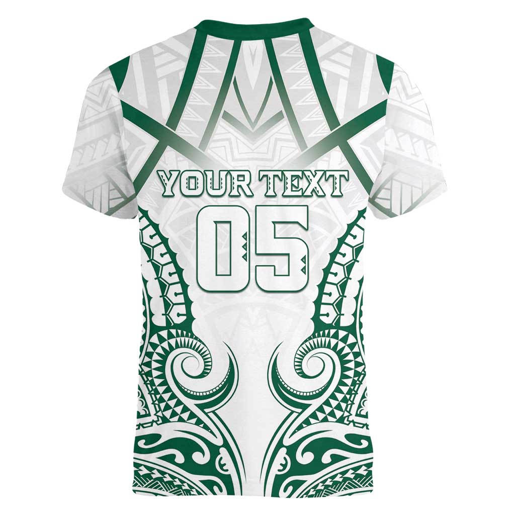 Custom Hawaii Volleyball Women V-Neck T-Shirt Polynesian Pattern - Polynesian Pride