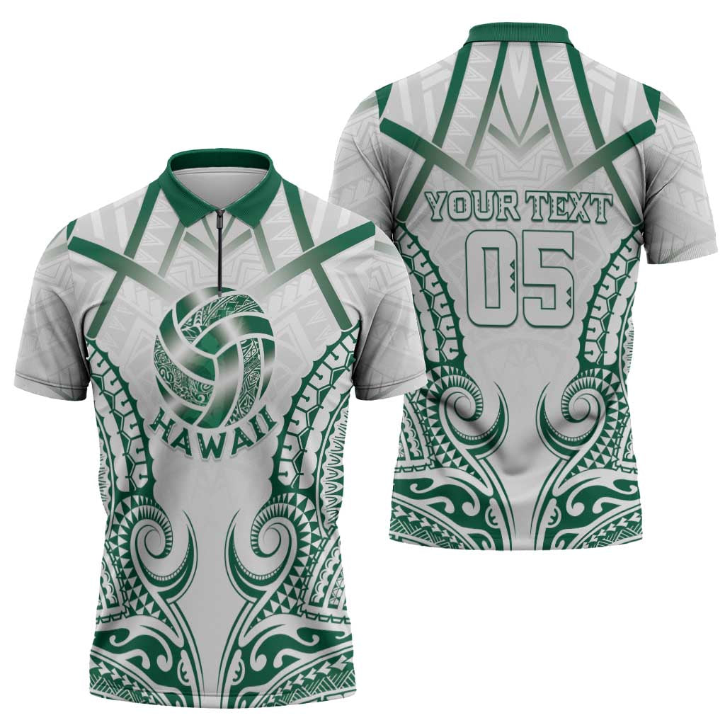 Custom Hawaii Volleyball Zipper Polo Shirt Polynesian Pattern - Polynesian Pride