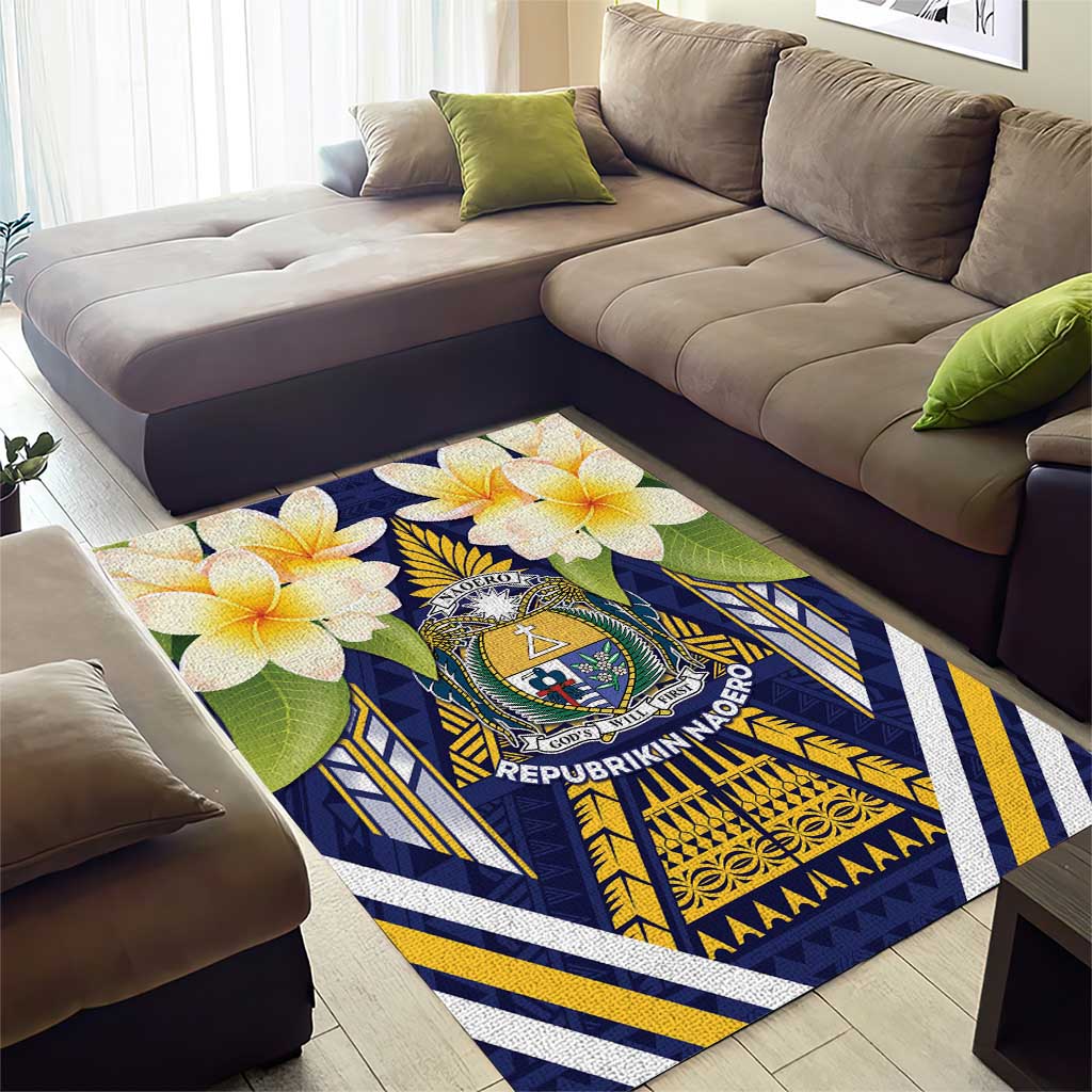 Nauru Independence Day Area Rug Coat Of Arms With Plumeria LT05 - Polynesian Pride
