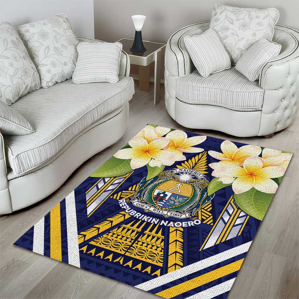 Nauru Independence Day Area Rug Coat Of Arms With Plumeria LT05 - Polynesian Pride