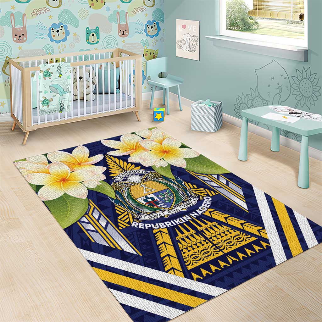 Nauru Independence Day Area Rug Coat Of Arms With Plumeria LT05 - Polynesian Pride