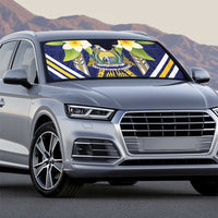 Nauru Independence Day Auto Sun Shade Coat Of Arms With Plumeria LT05 - Polynesian Pride