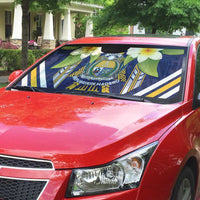 Nauru Independence Day Auto Sun Shade Coat Of Arms With Plumeria LT05 - Polynesian Pride