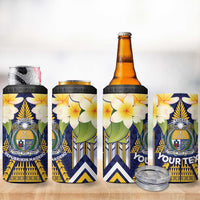 Personalised Nauru Independence Day 4 in 1 Can Cooler Tumbler Coat Of Arms With Plumeria LT05 - Polynesian Pride