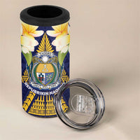 Personalised Nauru Independence Day 4 in 1 Can Cooler Tumbler Coat Of Arms With Plumeria LT05 - Polynesian Pride