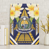 Nauru Independence Day Canvas Wall Art Coat Of Arms With Plumeria LT05 Without Frame Navy - Polynesian Pride