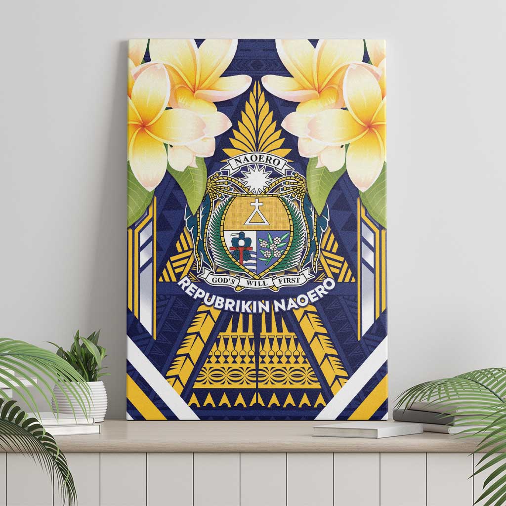 Nauru Independence Day Canvas Wall Art Coat Of Arms With Plumeria LT05 - Polynesian Pride