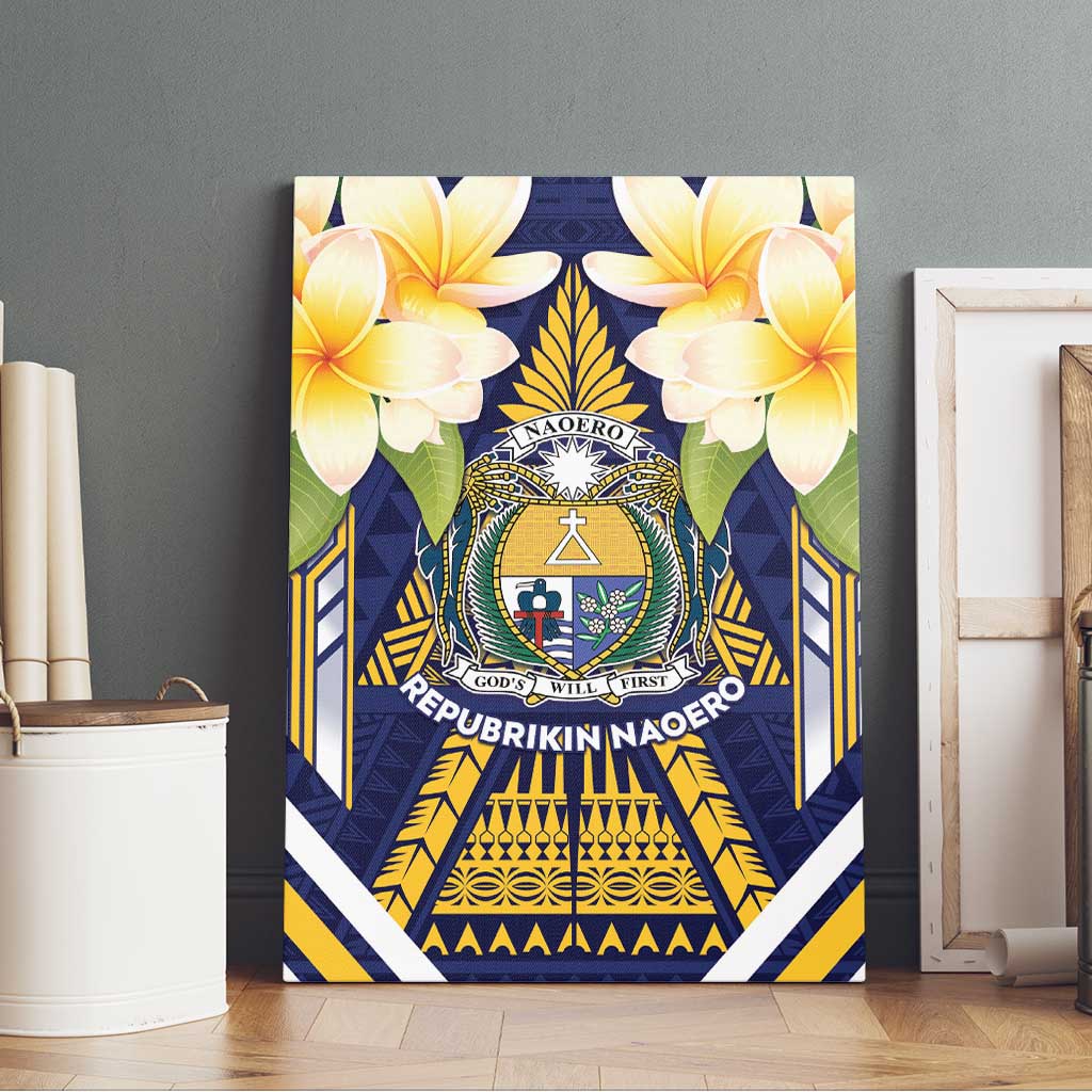 Nauru Independence Day Canvas Wall Art Coat Of Arms With Plumeria LT05 - Polynesian Pride