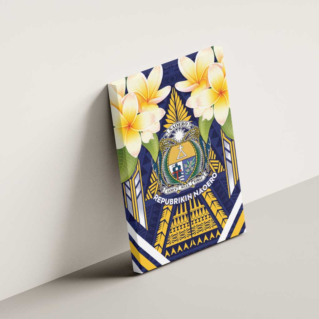 Nauru Independence Day Canvas Wall Art Coat Of Arms With Plumeria LT05 - Polynesian Pride