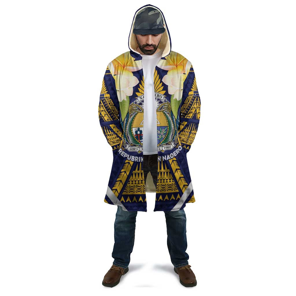 Personalised Nauru Independence Day Cloak Coat Of Arms With Plumeria - Polynesian Pride