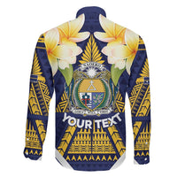 Personalised Nauru Independence Day Family Matching Long Sleeve Bodycon Dress and Hawaiian Shirt Coat Of Arms With Plumeria LT05 - Polynesian Pride