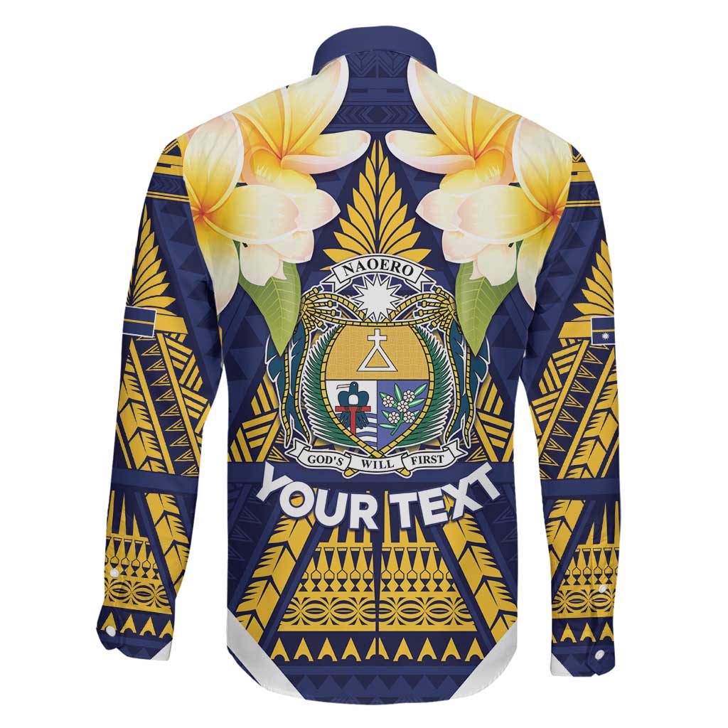 Personalised Nauru Independence Day Family Matching Mermaid Dress and Hawaiian Shirt Coat Of Arms With Plumeria LT05 - Polynesian Pride