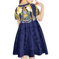 Personalised Nauru Independence Day Kid Short Sleeve Dress Coat Of Arms With Plumeria LT05 - Polynesian Pride
