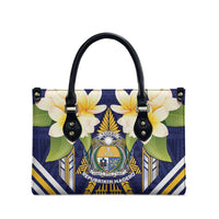 Nauru Independence Day Leather Bag Coat Of Arms With Plumeria - Polynesian Pride