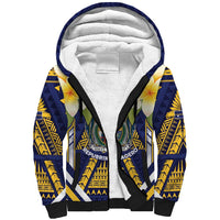 Personalised Nauru Independence Day Sherpa Hoodie Coat Of Arms With Plumeria LT05 Unisex Navy - Polynesian Pride