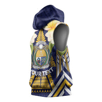 Personalised Nauru Independence Day Sleeveless Hoodie Coat Of Arms With Plumeria LT05 - Polynesian Pride