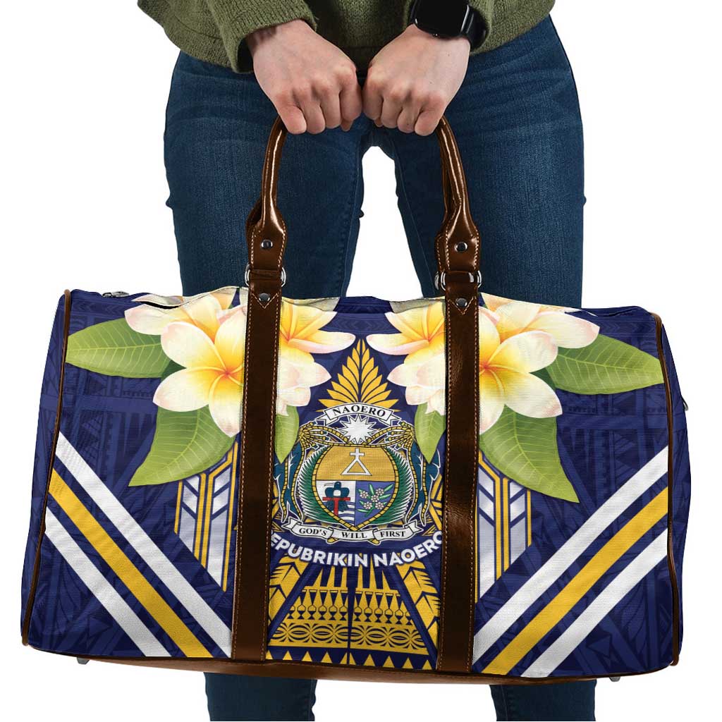 Nauru Independence Day Travel Bag Coat Of Arms With Plumeria - Polynesian Pride