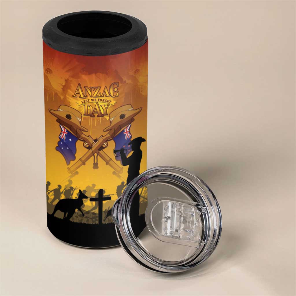 ANZAC Day 4 in 1 Can Cooler Tumbler Australia And New Zealand Slouch Hats LT05 - Polynesian Pride