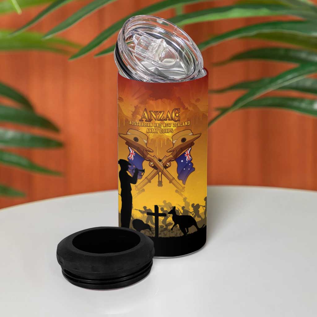 ANZAC Day 4 in 1 Can Cooler Tumbler Australia And New Zealand Slouch Hats LT05 - Polynesian Pride