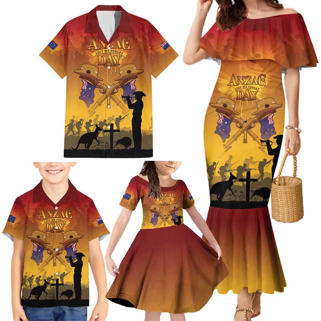 ANZAC Day Family Matching Mermaid Dress and Hawaiian Shirt Australia And New Zealand Slouch Hats LT05 - Polynesian Pride