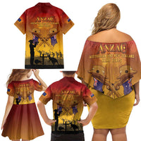 ANZAC Day Family Matching Off Shoulder Short Dress and Hawaiian Shirt Australia And New Zealand Slouch Hats LT05 - Polynesian Pride