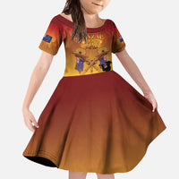 ANZAC Day Family Matching Summer Maxi Dress and Hawaiian Shirt Australia And New Zealand Slouch Hats LT05 Daughter's Dress Yellow - Polynesian Pride