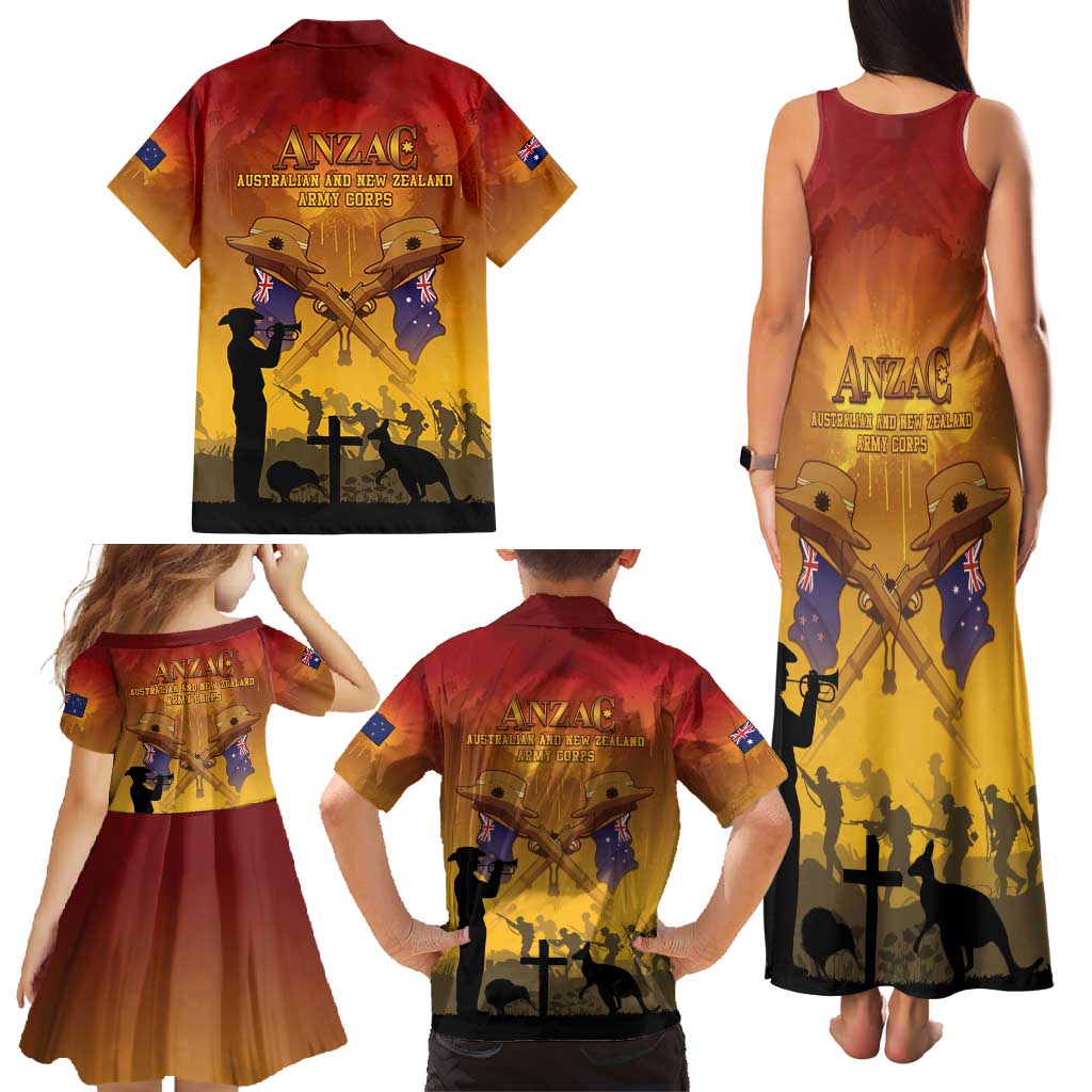 ANZAC Day Family Matching Tank Maxi Dress and Hawaiian Shirt Australia And New Zealand Slouch Hats LT05 - Polynesian Pride