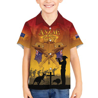 ANZAC Day Family Matching Tank Maxi Dress and Hawaiian Shirt Australia And New Zealand Slouch Hats LT05 Son's Shirt Yellow - Polynesian Pride