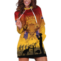 ANZAC Day Hoodie Dress - Australia and New Zealand Slouch Hats LT05 Yellow - Polynesian Pride