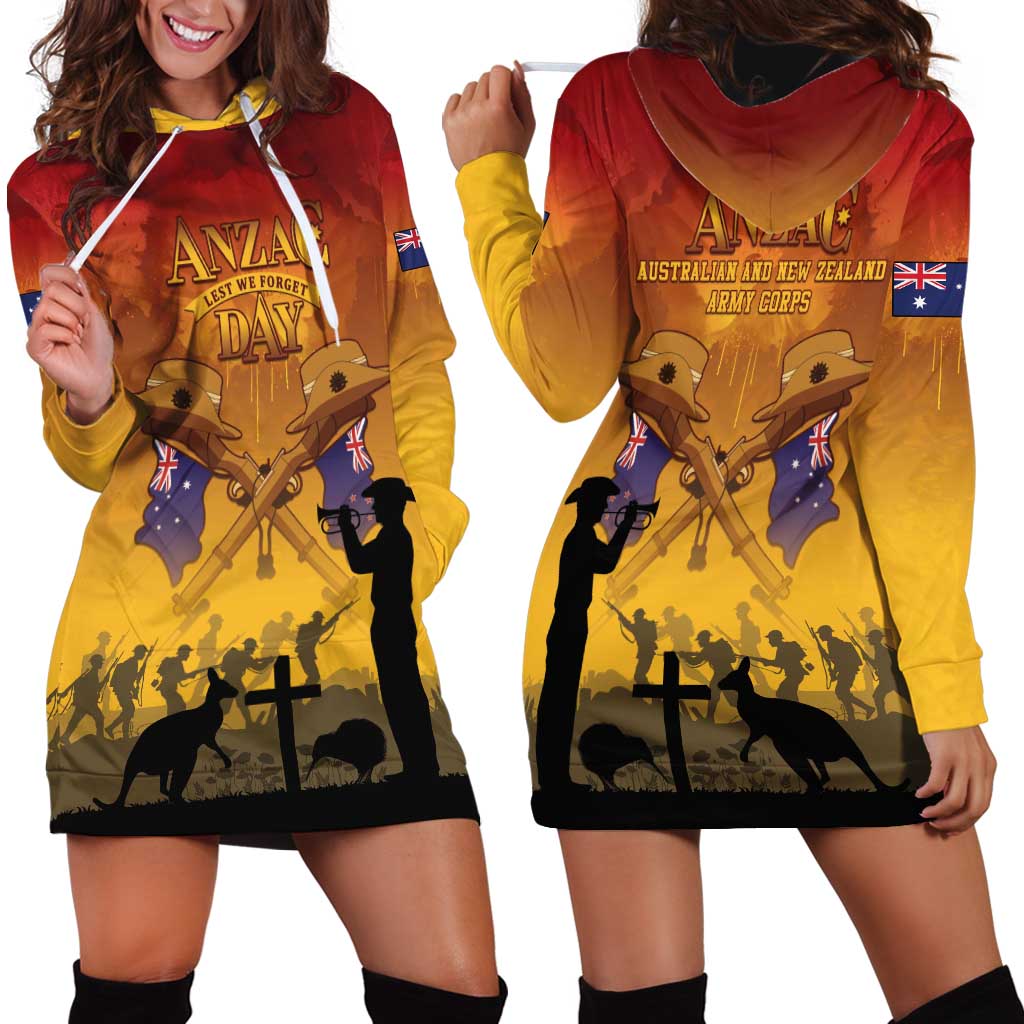 ANZAC Day Hoodie Dress - Australia and New Zealand Slouch Hats LT05 - Polynesian Pride