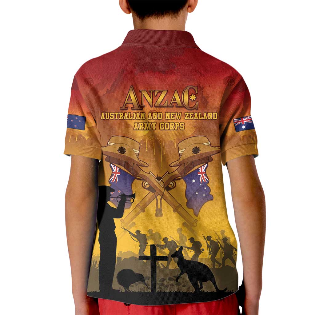 ANZAC Day Kid Polo Shirt Australia And New Zealand Slouch Hats LT05 - Polynesian Pride