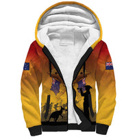 ANZAC Day Sherpa Hoodie Australia And New Zealand Slouch Hats LT05 Unisex Yellow - Polynesian Pride
