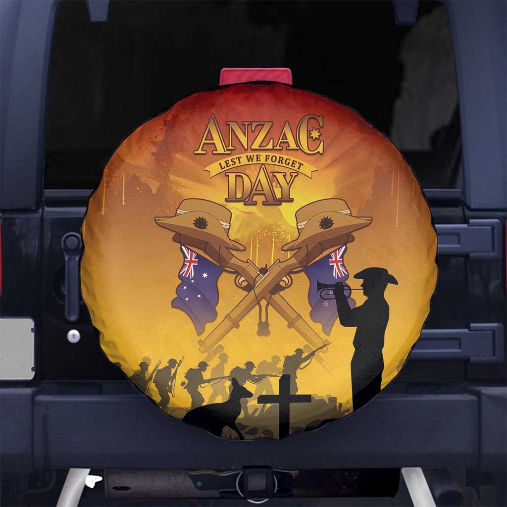 ANZAC Day Spare Tire Cover Australia And New Zealand Slouch Hats LT05 No hole Yellow - Polynesian Pride