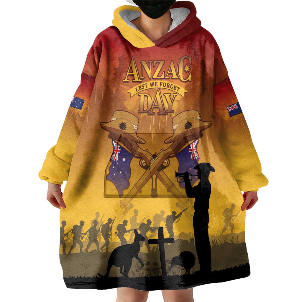 ANZAC Day Wearable Blanket Hoodie Australia And New Zealand Slouch Hats LT05 - Polynesian Pride