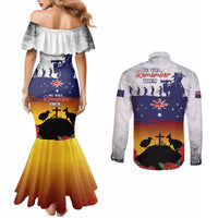 New Zealand And Australia ANZAC Last Post Couples Matching Mermaid Dress and Long Sleeve Button Shirt LT05 - Polynesian Pride