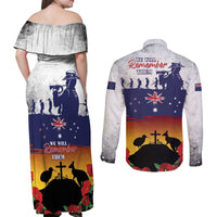 New Zealand And Australia ANZAC Last Post Couples Matching Off Shoulder Maxi Dress and Long Sleeve Button Shirt LT05 - Polynesian Pride