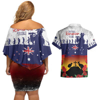 New Zealand And Australia ANZAC Last Post Couples Matching Off Shoulder Short Dress and Hawaiian Shirt LT05 - Polynesian Pride