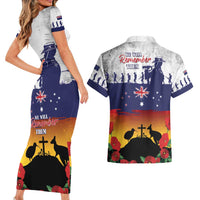 New Zealand And Australia ANZAC Last Post Couples Matching Short Sleeve Bodycon Dress and Hawaiian Shirt LT05 - Polynesian Pride