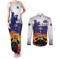 New Zealand And Australia ANZAC Last Post Couples Matching Tank Maxi Dress and Long Sleeve Button Shirt LT05 Blue - Polynesian Pride