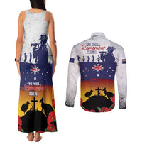 New Zealand And Australia ANZAC Last Post Couples Matching Tank Maxi Dress and Long Sleeve Button Shirt LT05 - Polynesian Pride