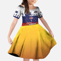 New Zealand And Australia ANZAC Last Post Family Matching Long Sleeve Bodycon Dress and Hawaiian Shirt LT05 Daughter's Dress Blue - Polynesian Pride