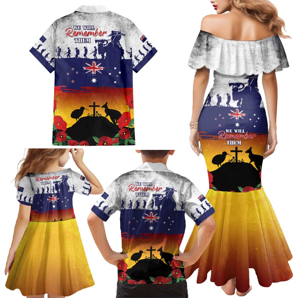 New Zealand And Australia ANZAC Last Post Family Matching Mermaid Dress and Hawaiian Shirt LT05 - Polynesian Pride