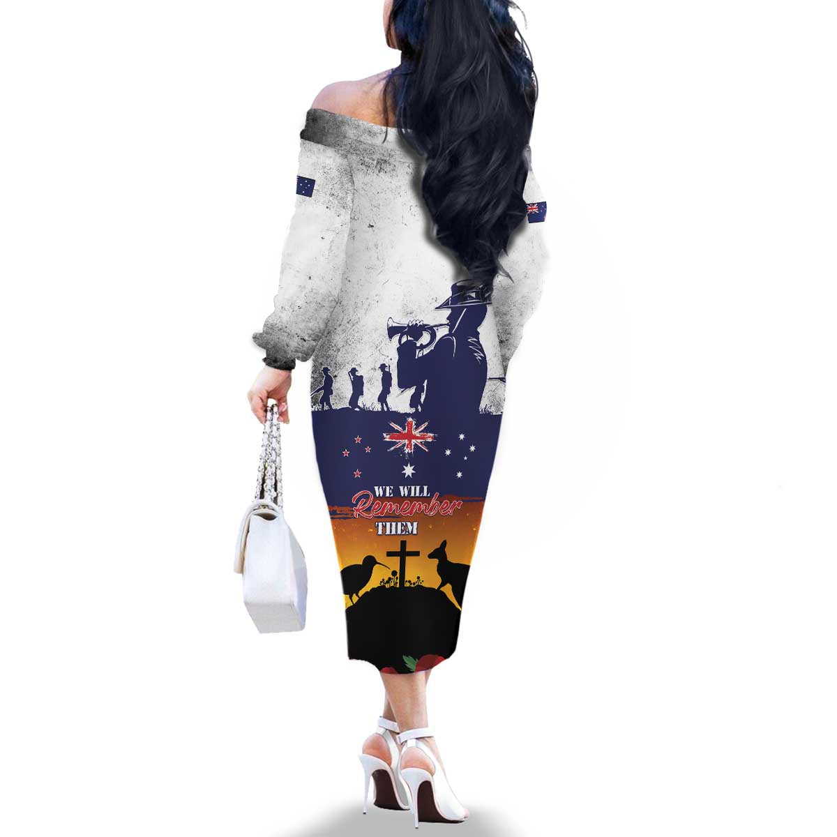 New Zealand And Australia ANZAC Last Post Family Matching Off The Shoulder Long Sleeve Dress and Hawaiian Shirt LT05 - Polynesian Pride