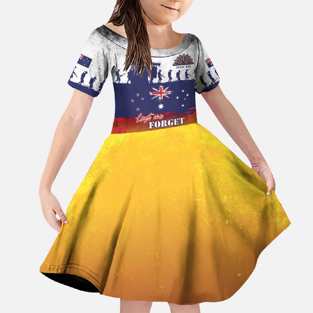 New Zealand And Australia ANZAC Last Post Family Matching Off Shoulder Maxi Dress and Hawaiian Shirt LT05 Daughter's Dress Blue - Polynesian Pride