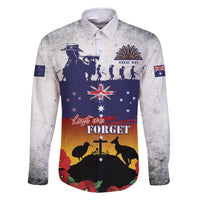 New Zealand And Australia ANZAC Last Post Family Matching Off Shoulder Maxi Dress and Hawaiian Shirt LT05 Dad's Shirt - Long Sleeve Blue - Polynesian Pride