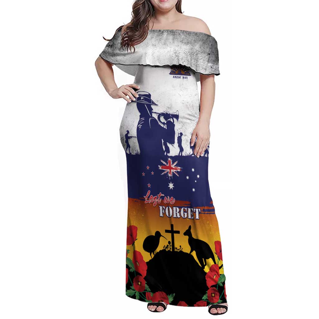 New Zealand And Australia ANZAC Last Post Family Matching Off Shoulder Maxi Dress and Hawaiian Shirt LT05 Mom's Dress Blue - Polynesian Pride