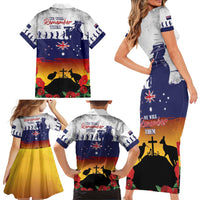 New Zealand And Australia ANZAC Last Post Family Matching Short Sleeve Bodycon Dress and Hawaiian Shirt LT05 - Polynesian Pride