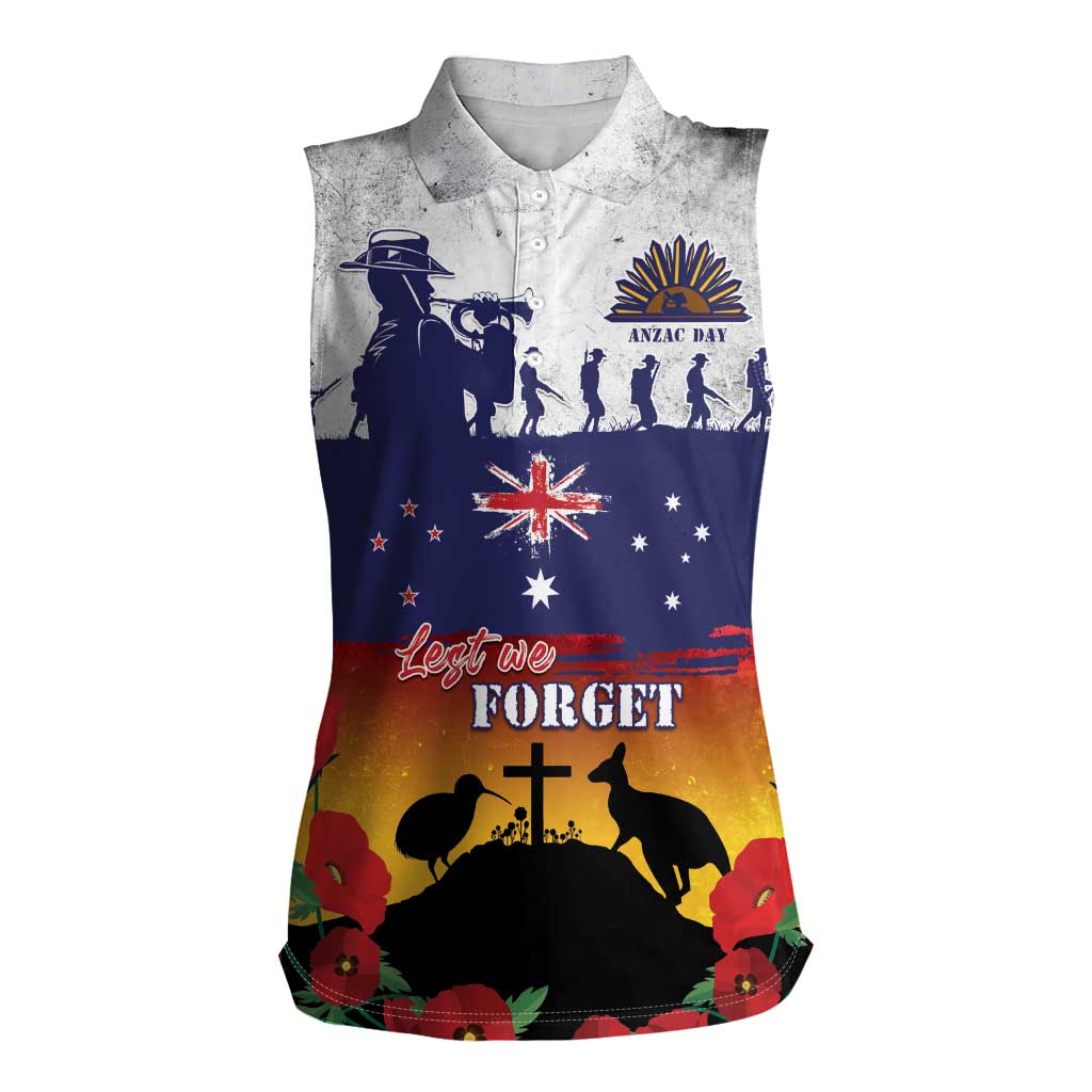 New Zealand And Australia ANZAC Last Post Women Sleeveless Polo Shirt LT05 Female Blue - Polynesian Pride